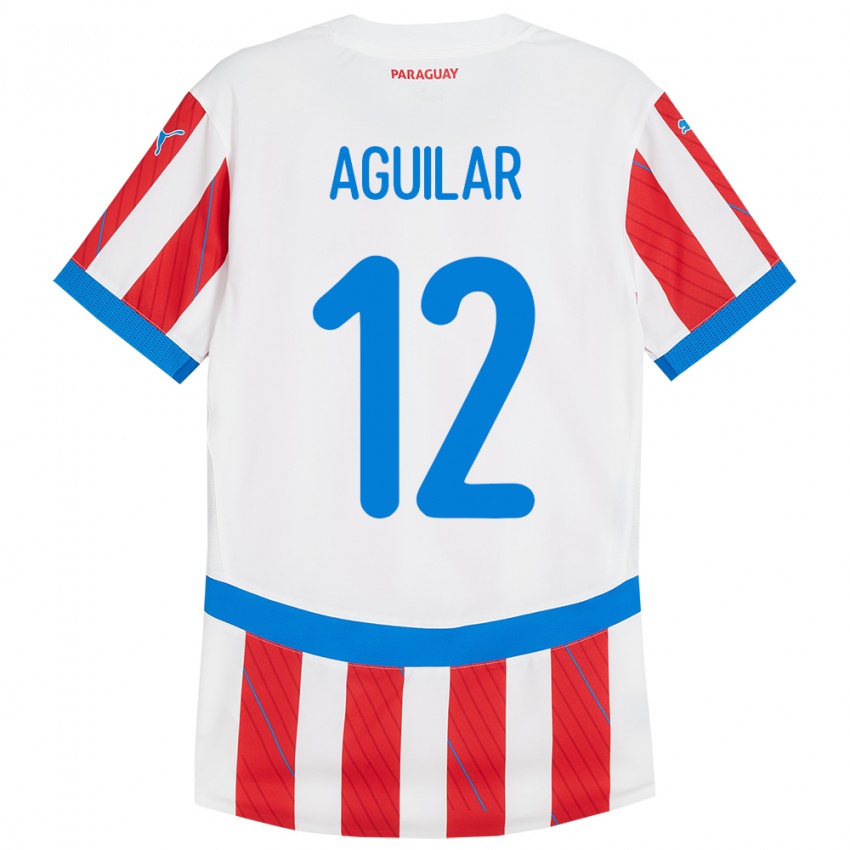 Kinder Paraguay Alfredo Aguilar #12 Weiß Rot Heimtrikot Trikot 24-26 T-Shirt Schweiz