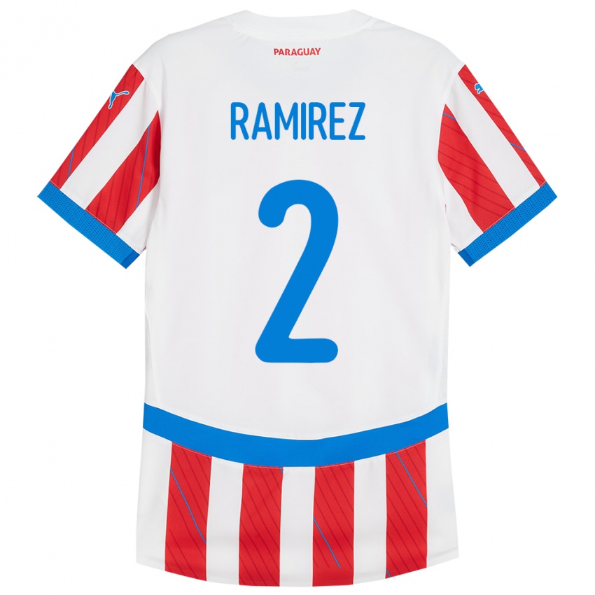 Kinder Paraguay Iván Ramírez #2 Weiß Rot Heimtrikot Trikot 24-26 T-Shirt Schweiz