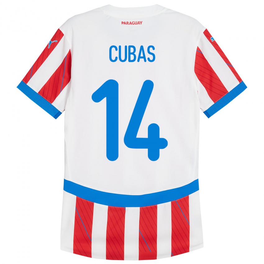 Kinder Paraguay Andrés Cubas #14 Weiß Rot Heimtrikot Trikot 24-26 T-Shirt Schweiz