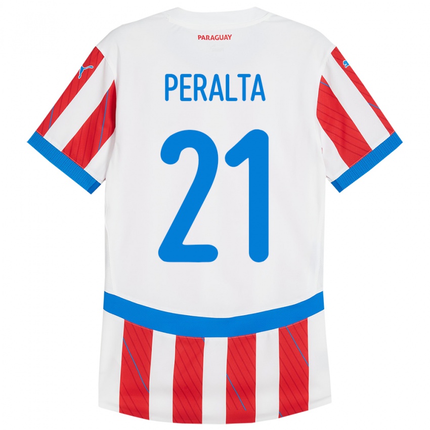 Kinder Paraguay Fabrizio Peralta #21 Weiß Rot Heimtrikot Trikot 24-26 T-Shirt Schweiz