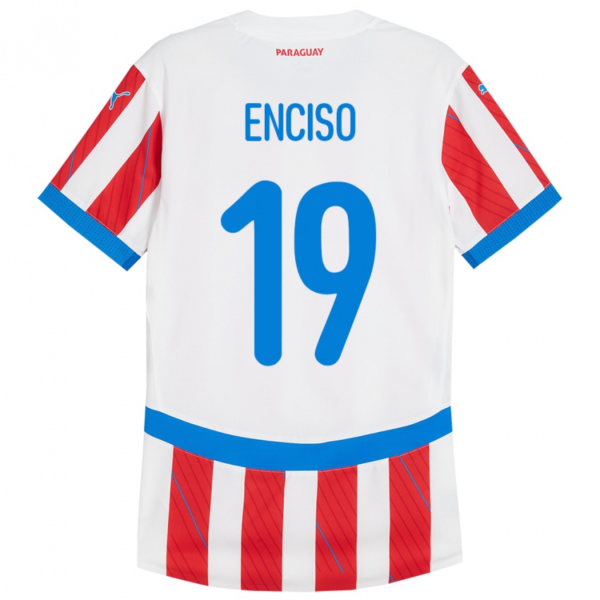 Kinder Paraguay Julio Enciso #19 Weiß Rot Heimtrikot Trikot 24-26 T-Shirt Schweiz