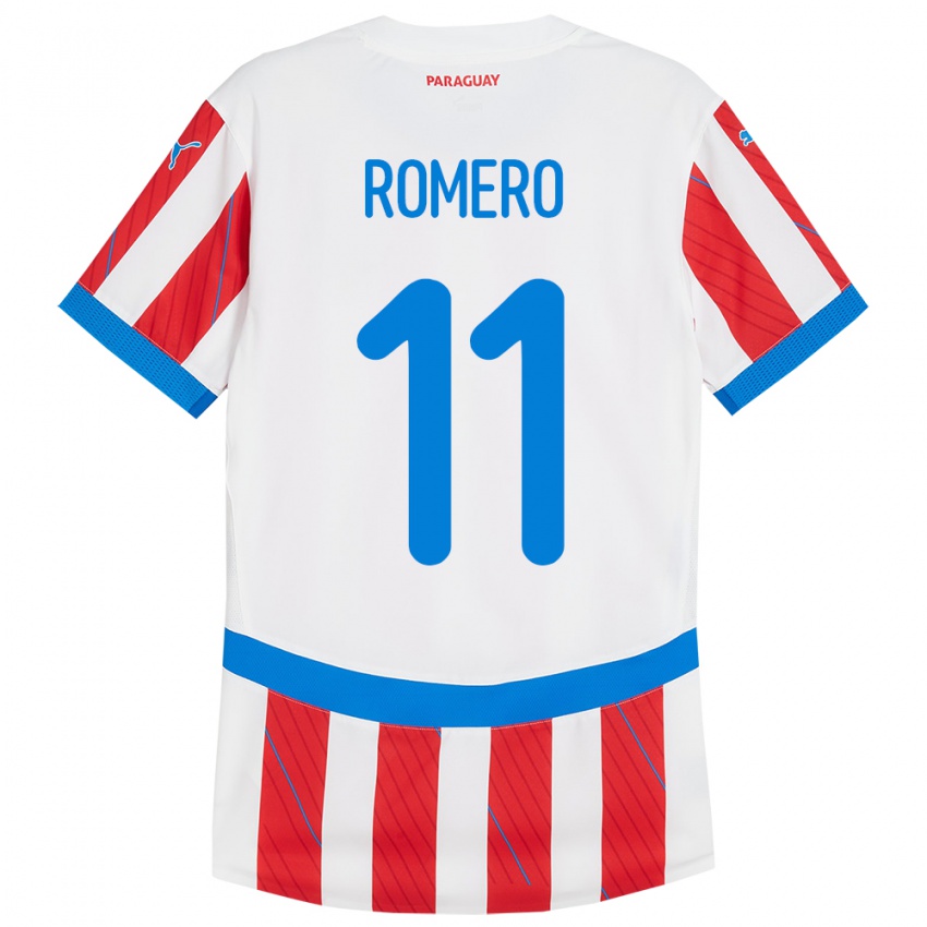 Kinder Paraguay Ángel Romero #11 Weiß Rot Heimtrikot Trikot 24-26 T-Shirt Schweiz