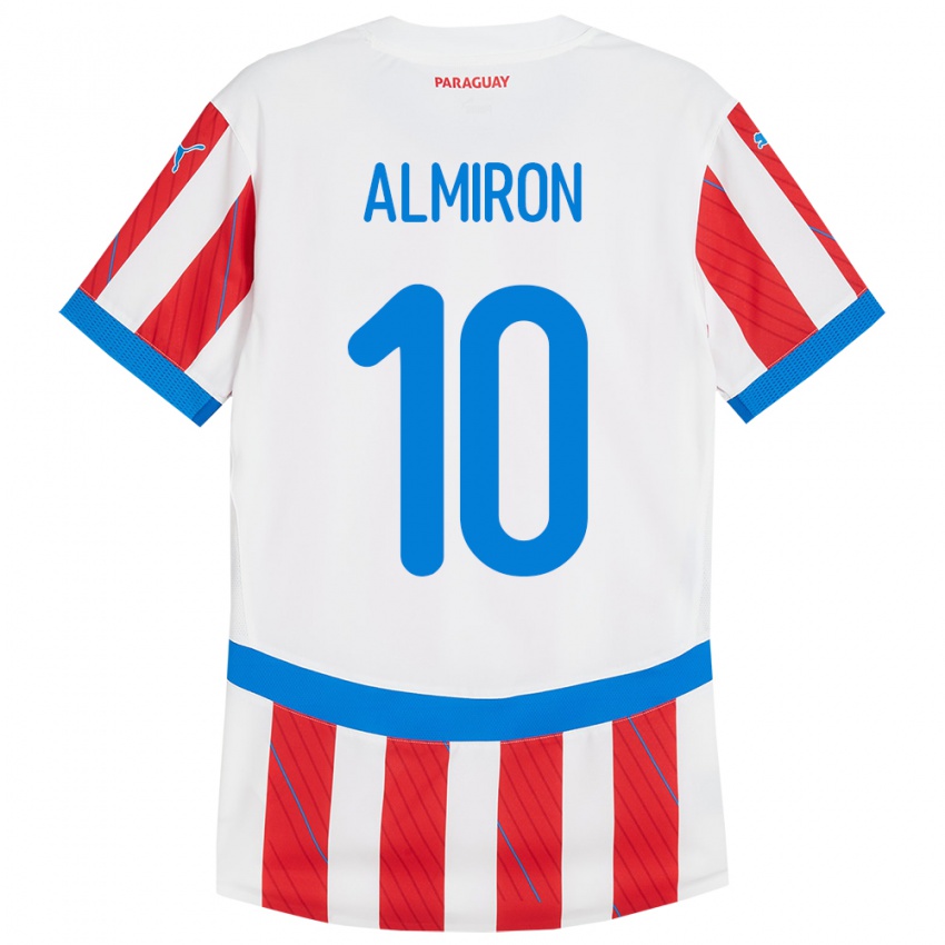 Kinder Paraguay Miguel Almirón #10 Weiß Rot Heimtrikot Trikot 24-26 T-Shirt Schweiz