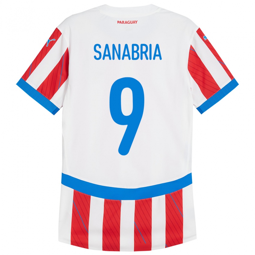 Kinder Paraguay Antonio Sanabria #9 Weiß Rot Heimtrikot Trikot 24-26 T-Shirt Schweiz