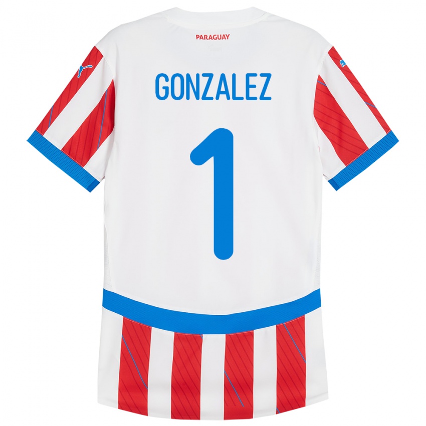 Kinder Paraguay Ángel González #1 Weiß Rot Heimtrikot Trikot 24-26 T-Shirt Schweiz