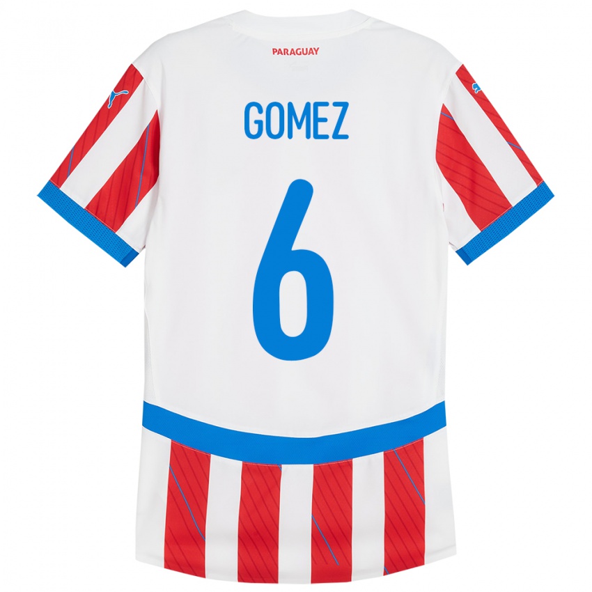 Kinder Paraguay Marcos Gómez #6 Weiß Rot Heimtrikot Trikot 24-26 T-Shirt Schweiz