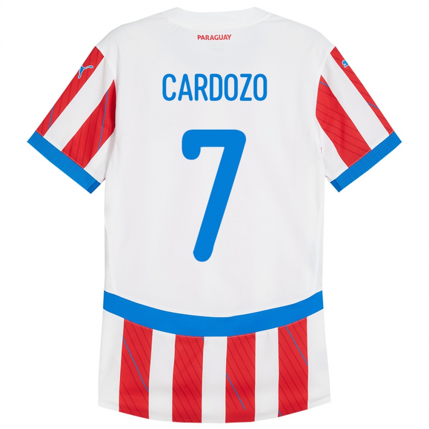 Kinder Paraguay Fernando Cardozo #7 Weiß Rot Heimtrikot Trikot 24-26 T-Shirt Schweiz