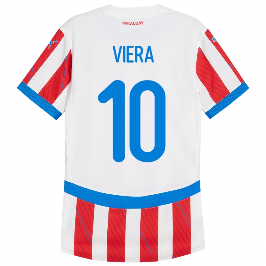 Kinder Paraguay Wílder Viera #10 Weiß Rot Heimtrikot Trikot 24-26 T-Shirt Schweiz