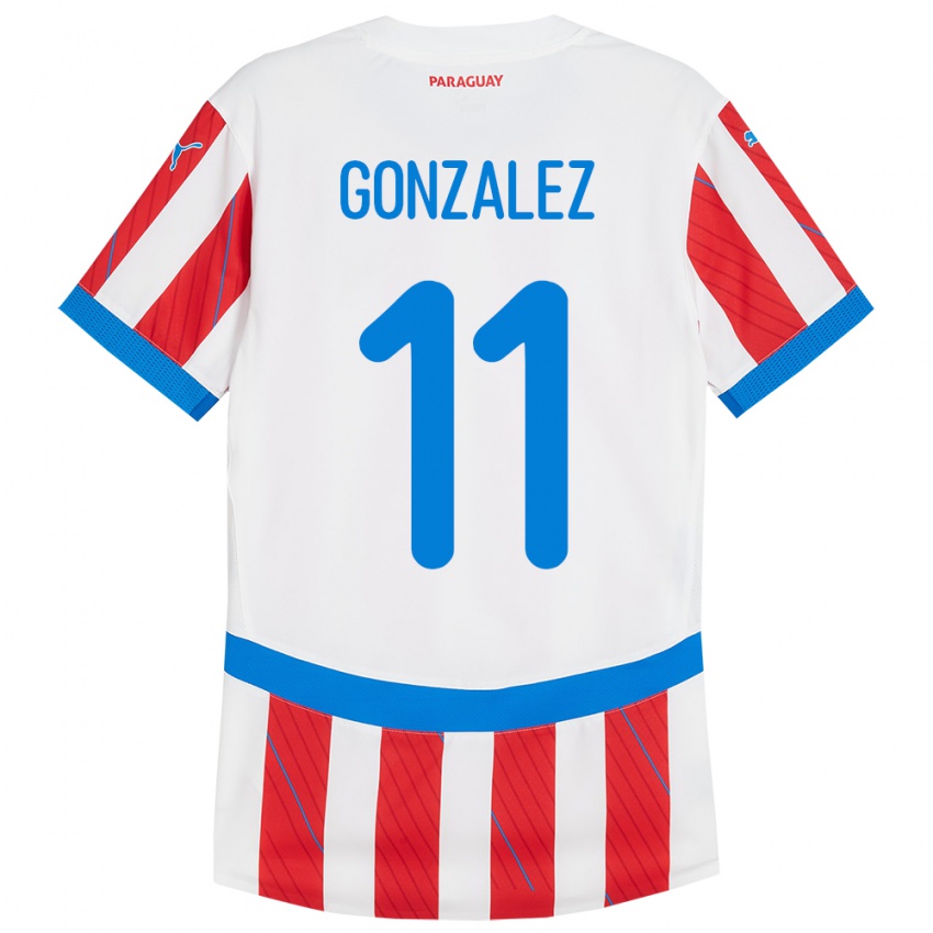 Kinder Paraguay Enso González #11 Weiß Rot Heimtrikot Trikot 24-26 T-Shirt Schweiz