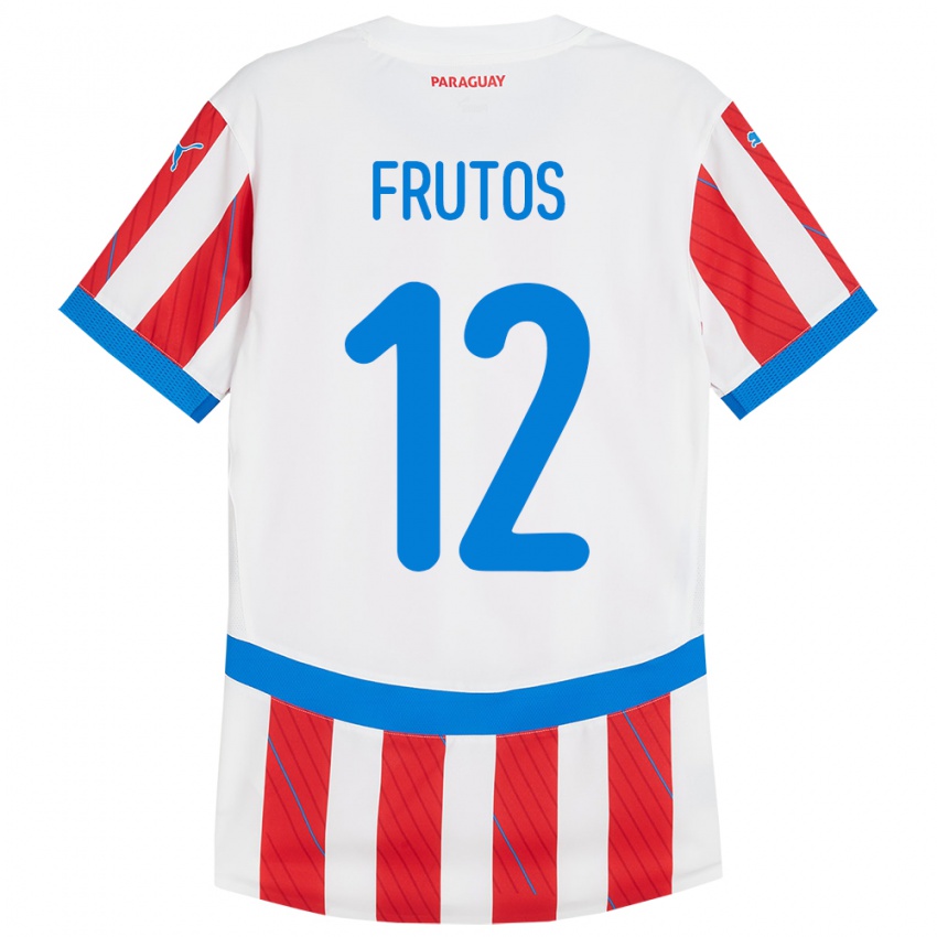 Kinder Paraguay Rodrigo Frutos #12 Weiß Rot Heimtrikot Trikot 24-26 T-Shirt Schweiz