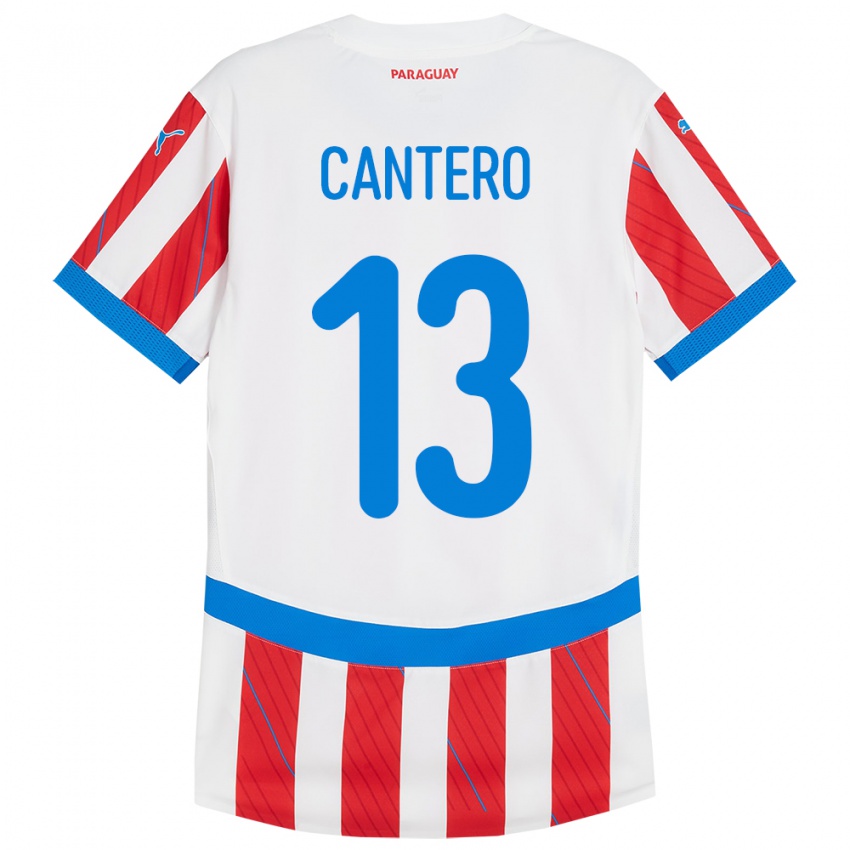 Kinder Paraguay Alexis Cantero #13 Weiß Rot Heimtrikot Trikot 24-26 T-Shirt Schweiz