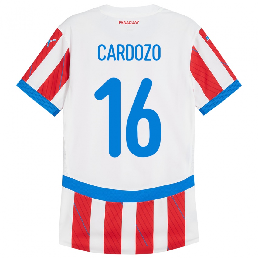 Kinder Paraguay Juan Cardozo #16 Weiß Rot Heimtrikot Trikot 24-26 T-Shirt Schweiz