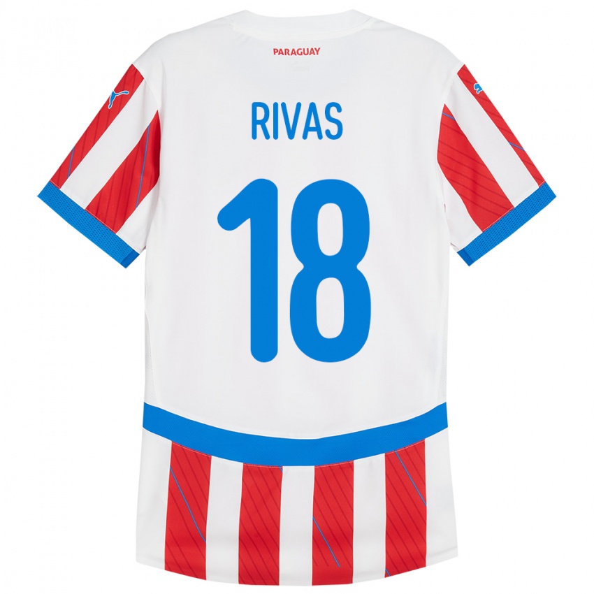 Kinder Paraguay Daniel Rivas #18 Weiß Rot Heimtrikot Trikot 24-26 T-Shirt Schweiz