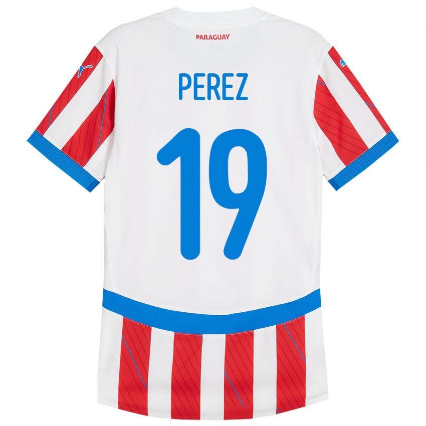 Kinder Paraguay Marcelo Pérez #19 Weiß Rot Heimtrikot Trikot 24-26 T-Shirt Schweiz