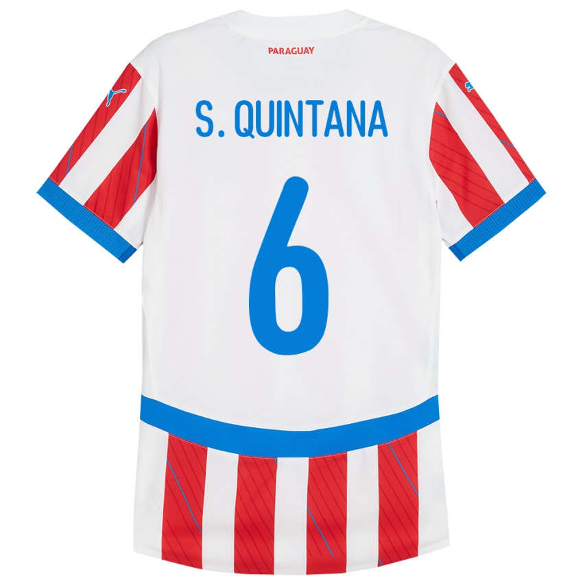 Kinder Paraguay Sebastián Quintana #6 Weiß Rot Heimtrikot Trikot 24-26 T-Shirt Schweiz