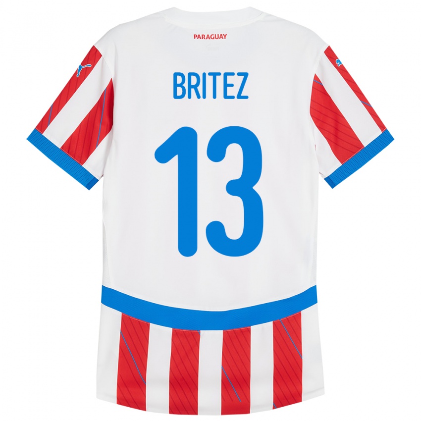 Kinder Paraguay Abel Brítez #13 Weiß Rot Heimtrikot Trikot 24-26 T-Shirt Schweiz