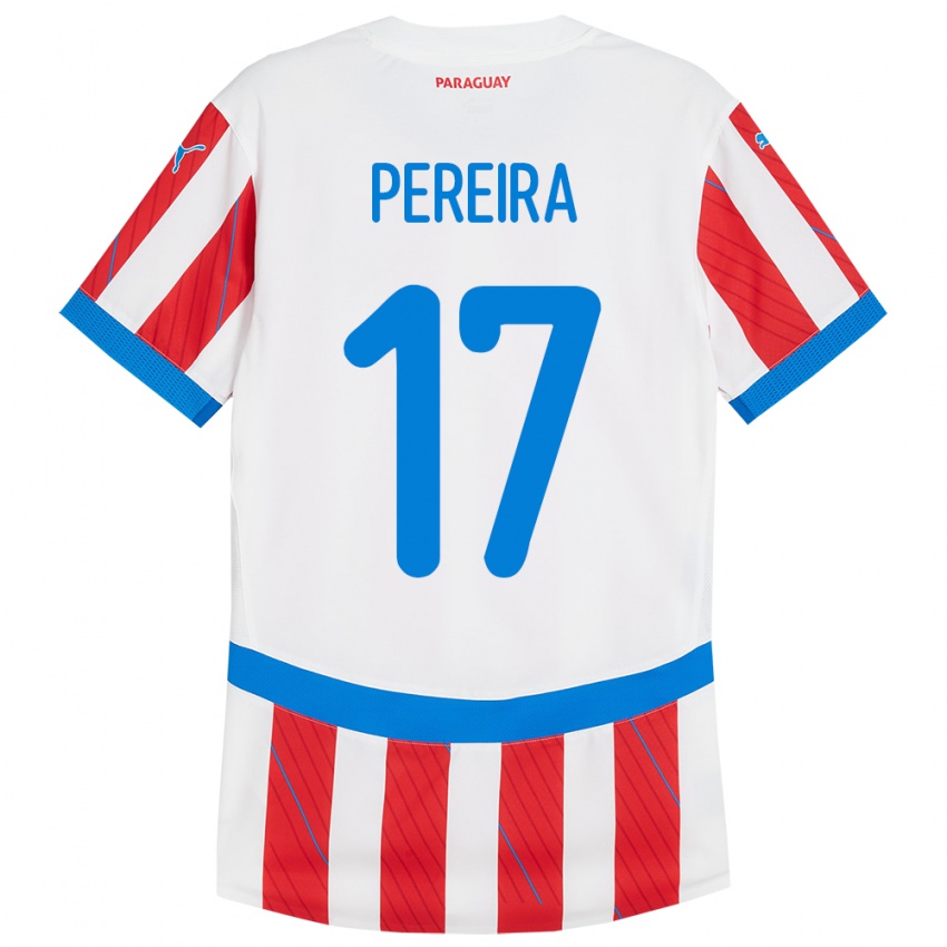 Kinder Paraguay Kevin Pereira #17 Weiß Rot Heimtrikot Trikot 24-26 T-Shirt Schweiz