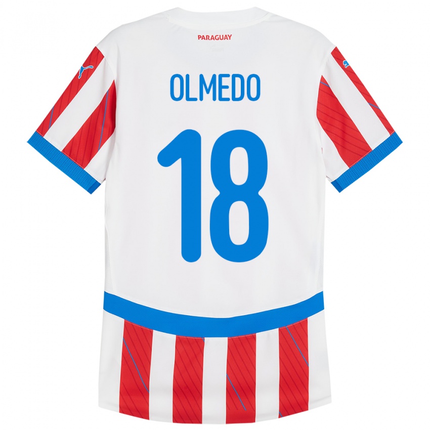 Kinder Paraguay Cesar Olmedo #18 Weiß Rot Heimtrikot Trikot 24-26 T-Shirt Schweiz