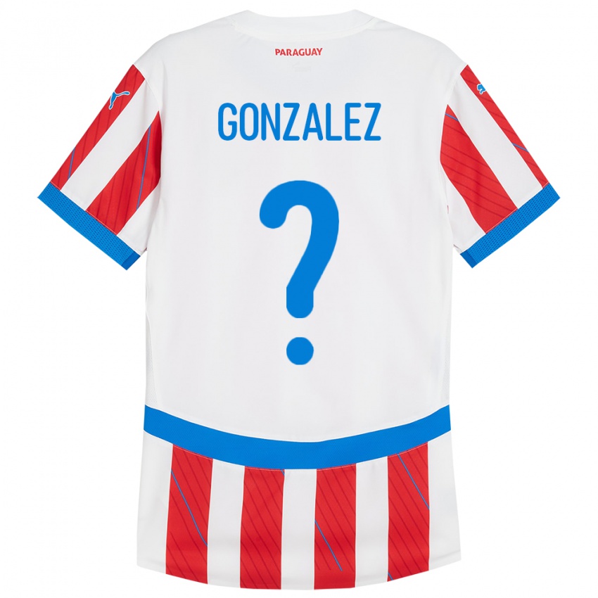 Kinder Paraguay Antonio González #0 Weiß Rot Heimtrikot Trikot 24-26 T-Shirt Schweiz