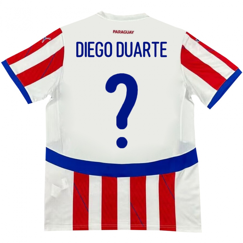 Kinder Paraguay Diego Duarte #0 Weiß Rot Heimtrikot Trikot 24-26 T-Shirt Schweiz