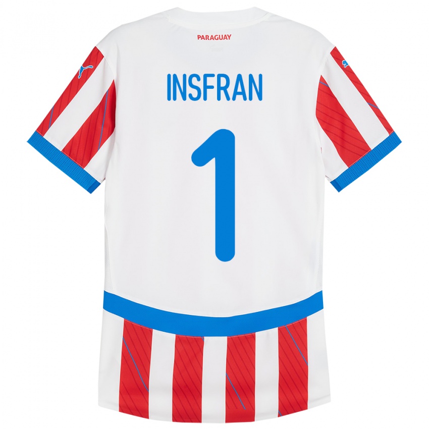 Kinder Paraguay Facundo Insfrán #1 Weiß Rot Heimtrikot Trikot 24-26 T-Shirt Schweiz