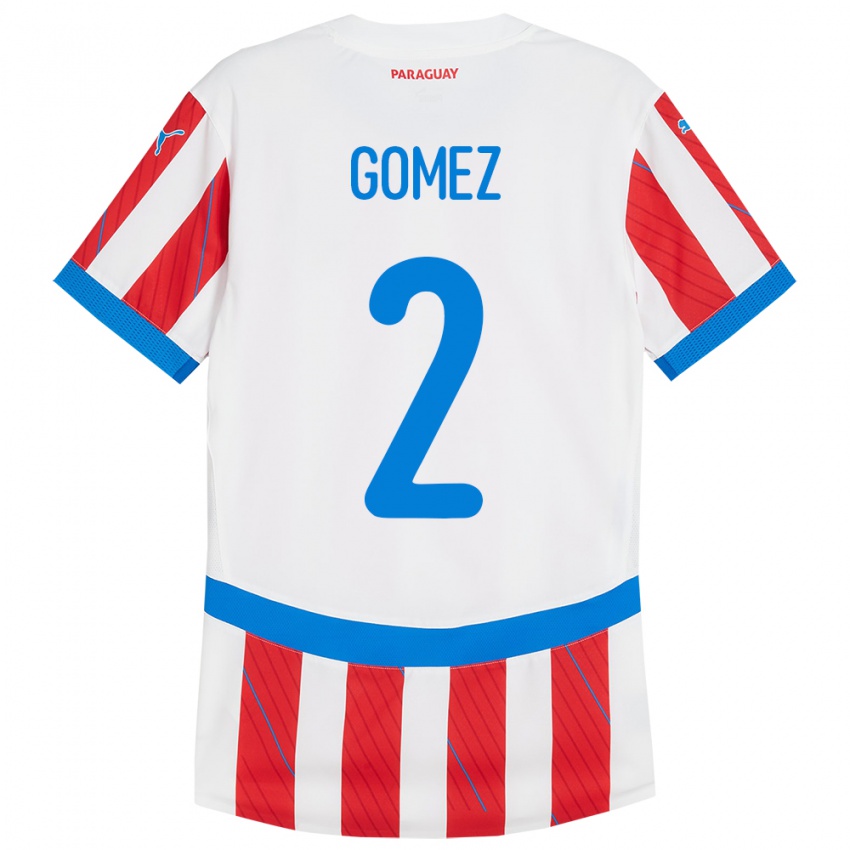 Kinder Paraguay Rodrigo Gómez #2 Weiß Rot Heimtrikot Trikot 24-26 T-Shirt Schweiz