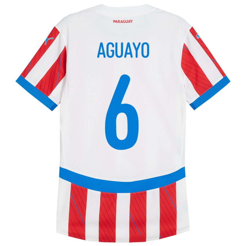 Kinder Paraguay Ángel Aguayo #6 Weiß Rot Heimtrikot Trikot 24-26 T-Shirt Schweiz