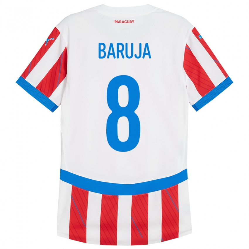 Kinder Paraguay Fabrizio Baruja #8 Weiß Rot Heimtrikot Trikot 24-26 T-Shirt Schweiz