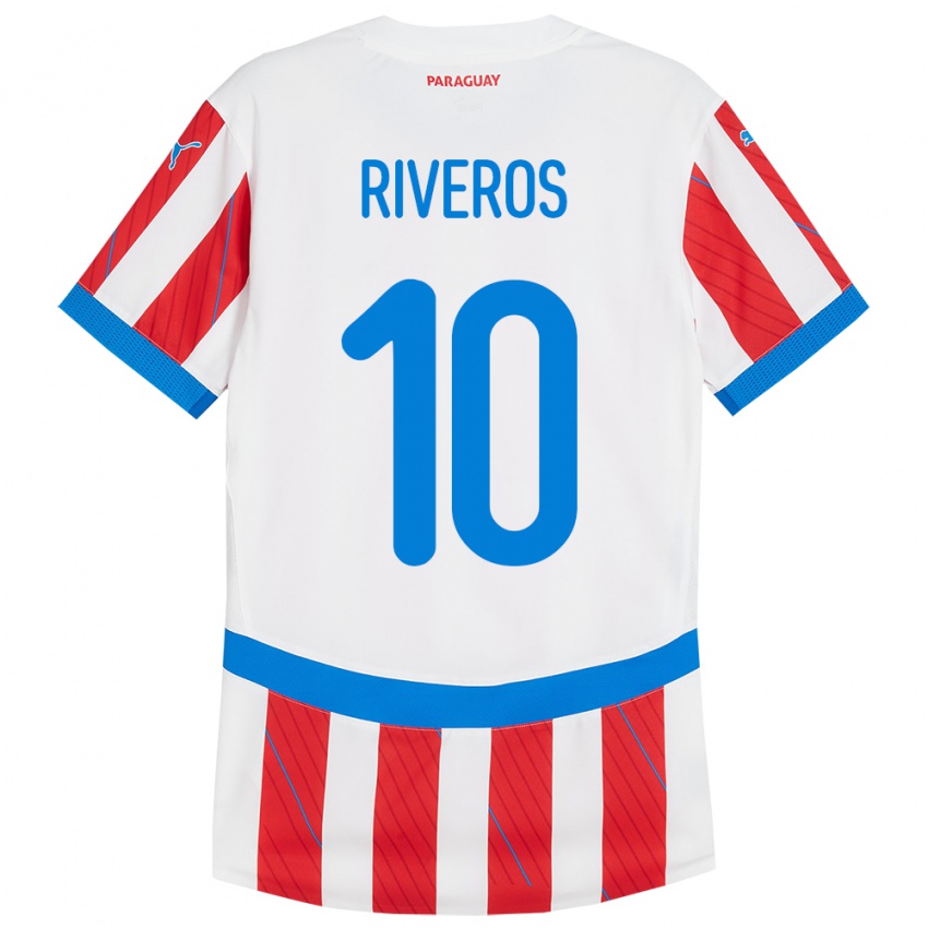 Kinder Paraguay Paulo Riveros #10 Weiß Rot Heimtrikot Trikot 24-26 T-Shirt Schweiz