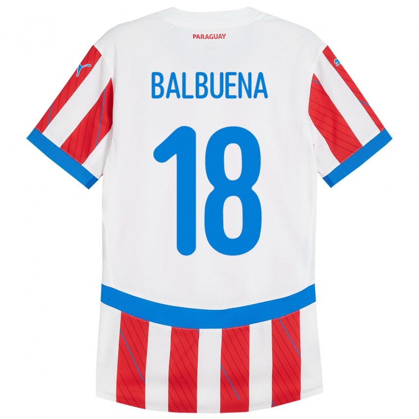 Kinder Paraguay Axel Balbuena #18 Weiß Rot Heimtrikot Trikot 24-26 T-Shirt Schweiz