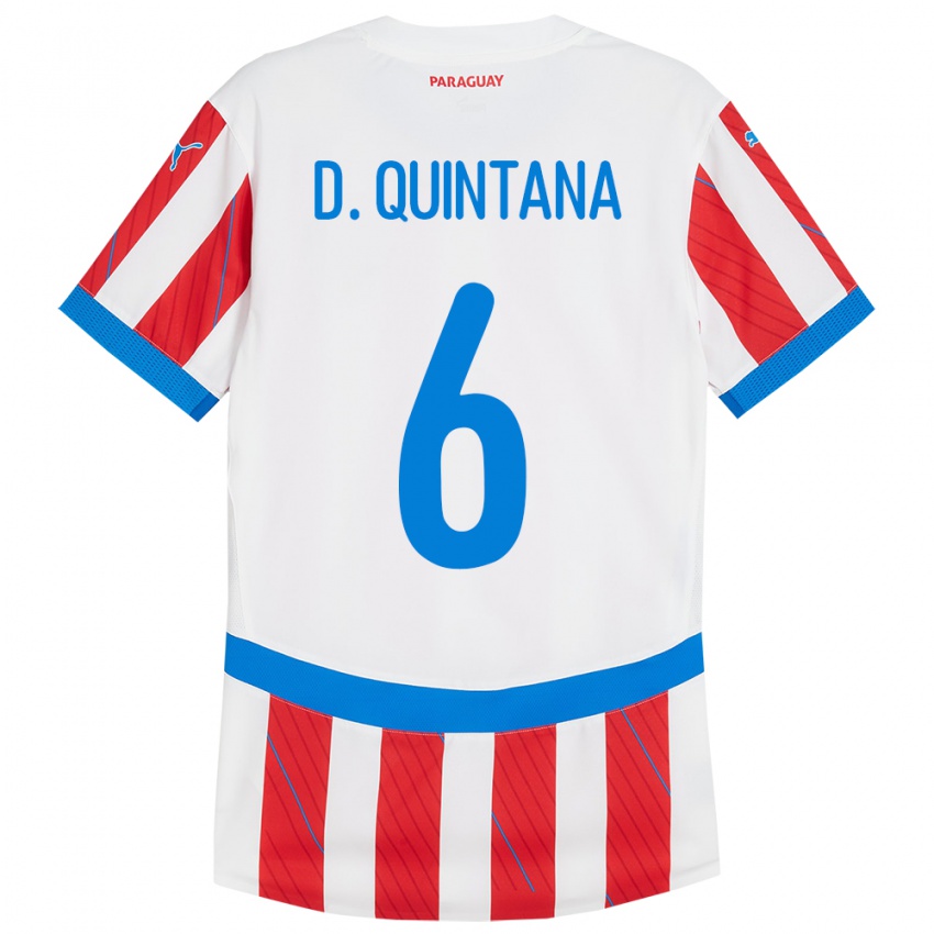 Kinder Paraguay Dulce Quintana #6 Weiß Rot Heimtrikot Trikot 24-26 T-Shirt Schweiz