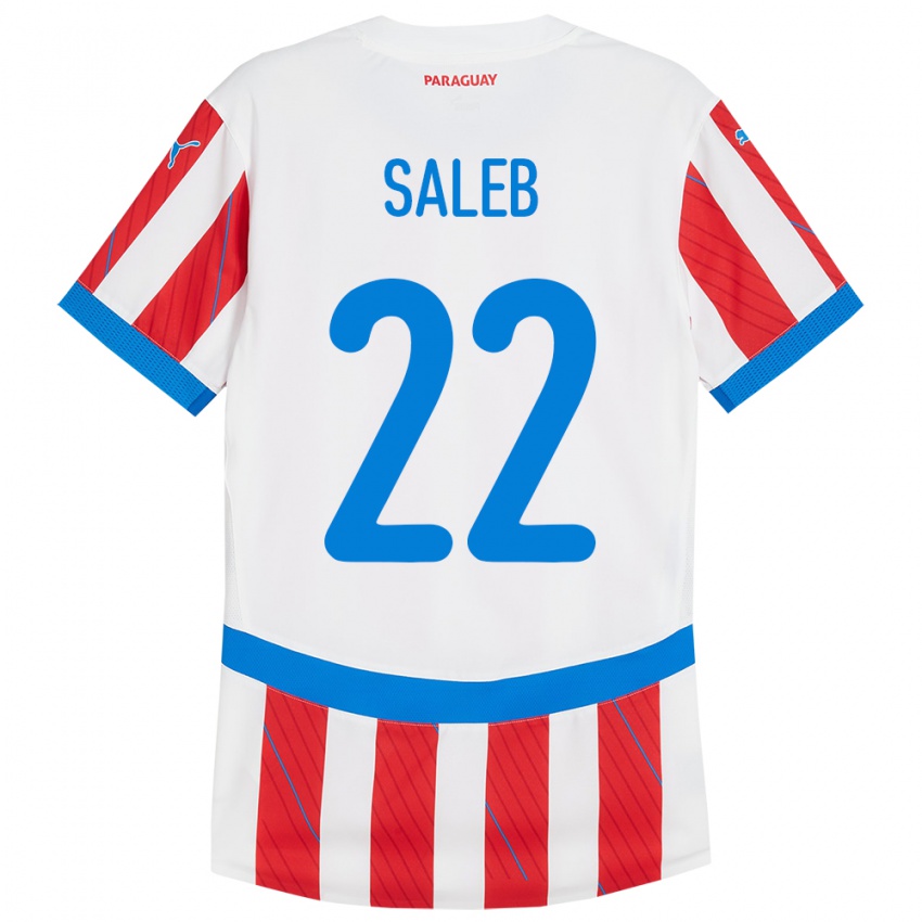 Kinder Paraguay Gloria Saleb #22 Weiß Rot Heimtrikot Trikot 24-26 T-Shirt Schweiz