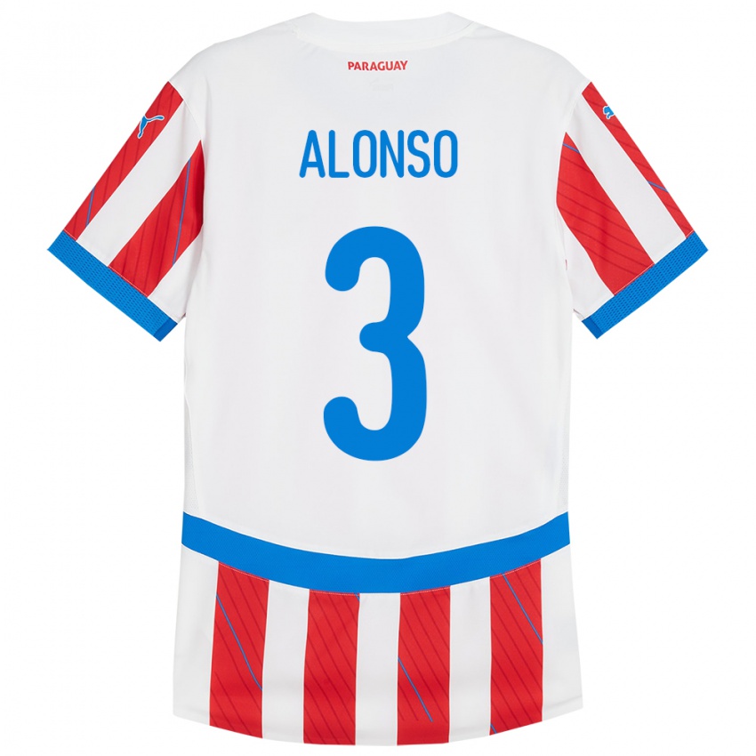 Kinder Paraguay Lorena Alonso #3 Weiß Rot Heimtrikot Trikot 24-26 T-Shirt Schweiz