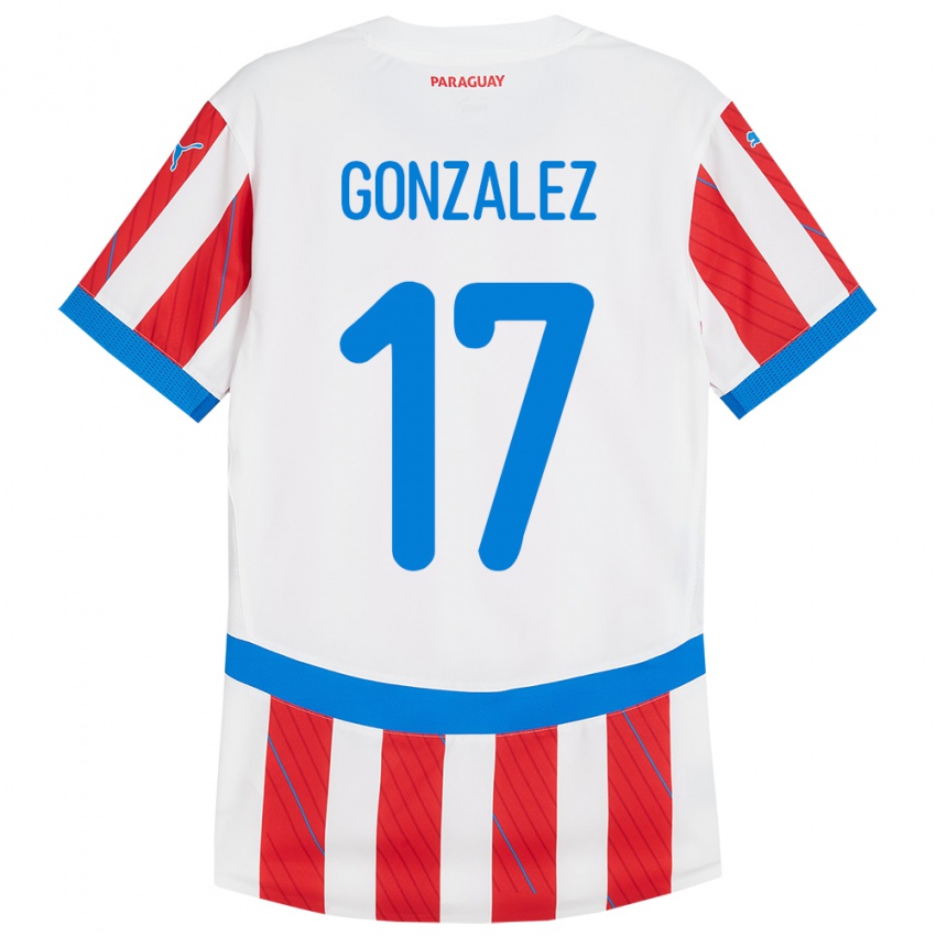 Kinder Paraguay Lourdes González #17 Weiß Rot Heimtrikot Trikot 24-26 T-Shirt Schweiz