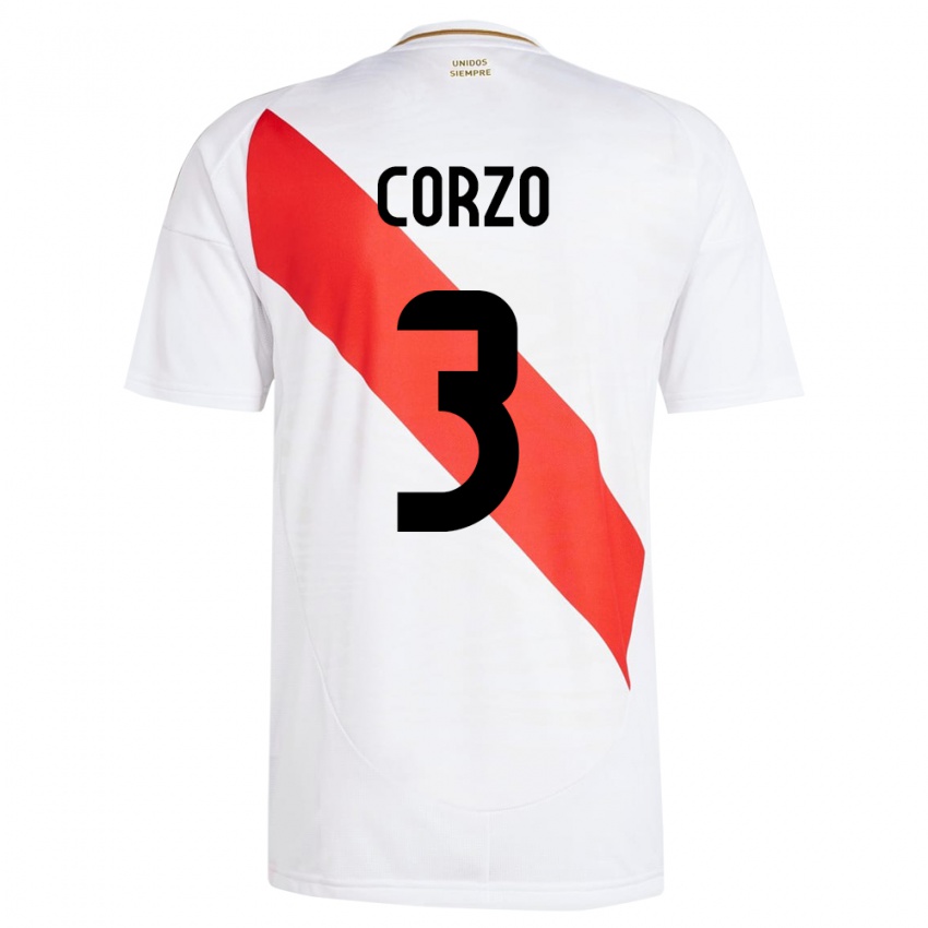 Kinder Peru Aldo Corzo #3 Weiß Heimtrikot Trikot 24-26 T-Shirt Schweiz