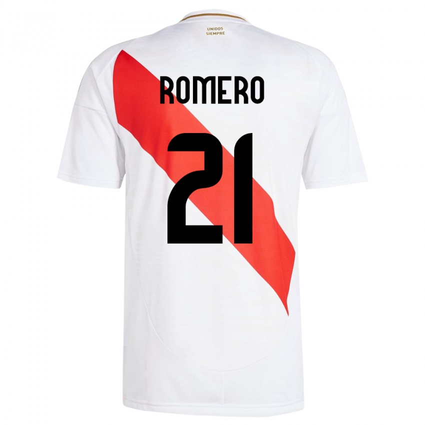 Kinder Peru Diego Romero #21 Weiß Heimtrikot Trikot 24-26 T-Shirt Schweiz