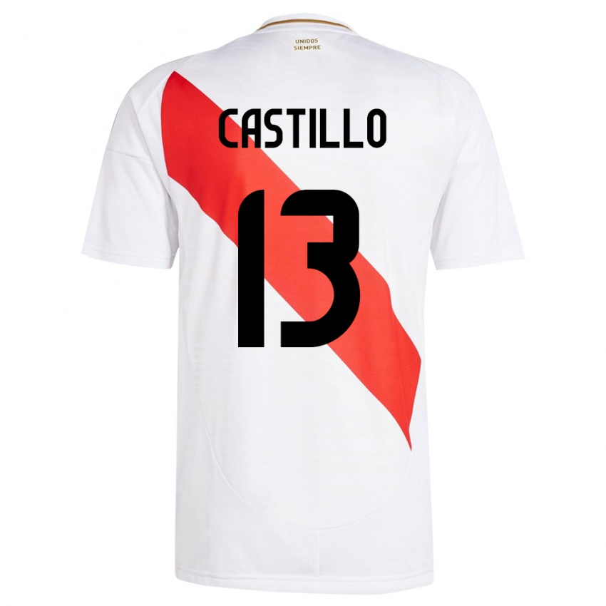 Kinder Peru Jesús Castillo #13 Weiß Heimtrikot Trikot 24-26 T-Shirt Schweiz