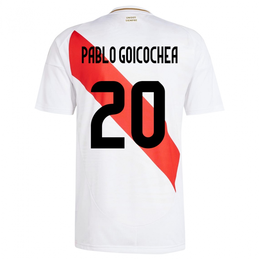 Kinder Peru Juan Pablo Goicochea #20 Weiß Heimtrikot Trikot 24-26 T-Shirt Schweiz