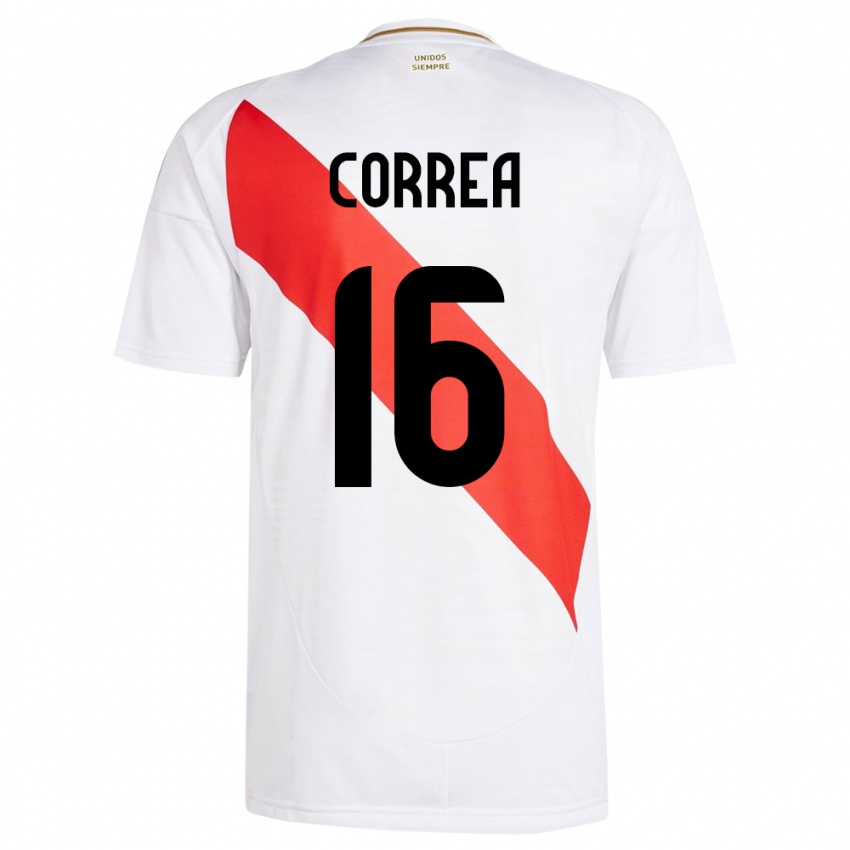 Kinder Peru Eslyn Correa #16 Weiß Heimtrikot Trikot 24-26 T-Shirt Schweiz