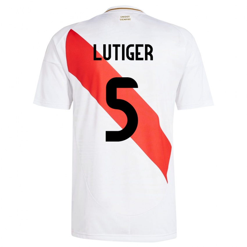 Kinder Peru Rafael Lutiger #5 Weiß Heimtrikot Trikot 24-26 T-Shirt Schweiz