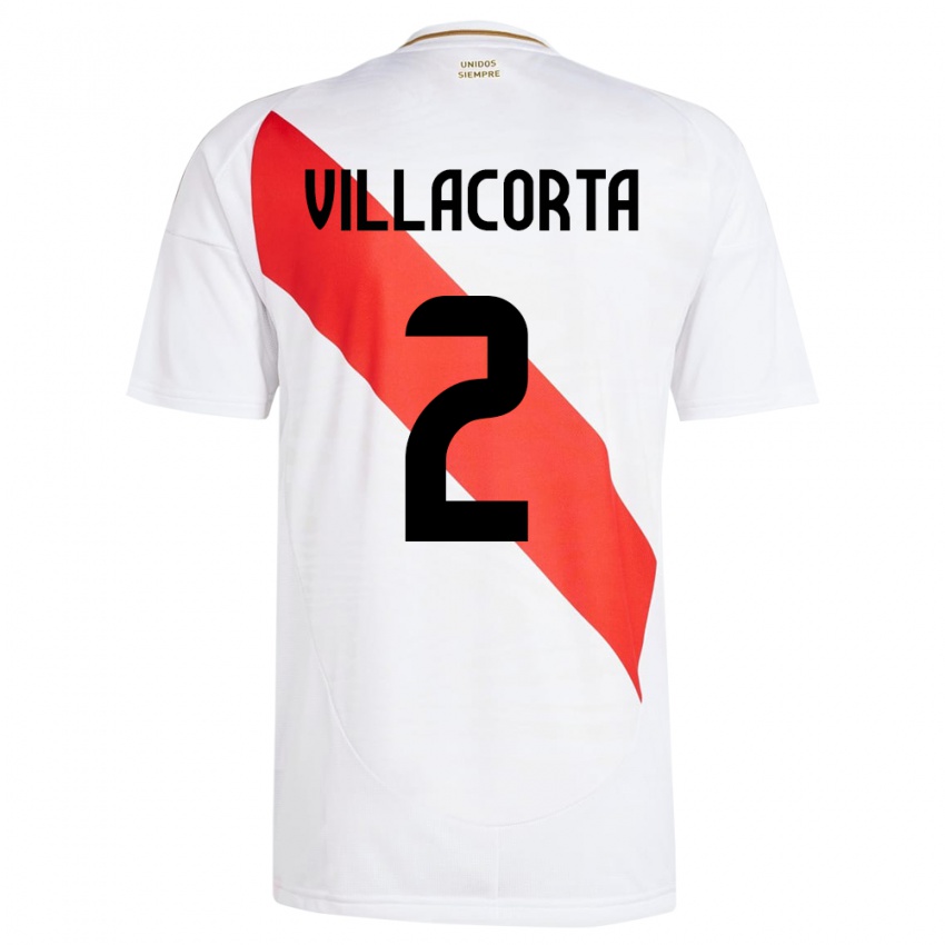 Kinder Peru Anderson Villacorta #2 Weiß Heimtrikot Trikot 24-26 T-Shirt Schweiz