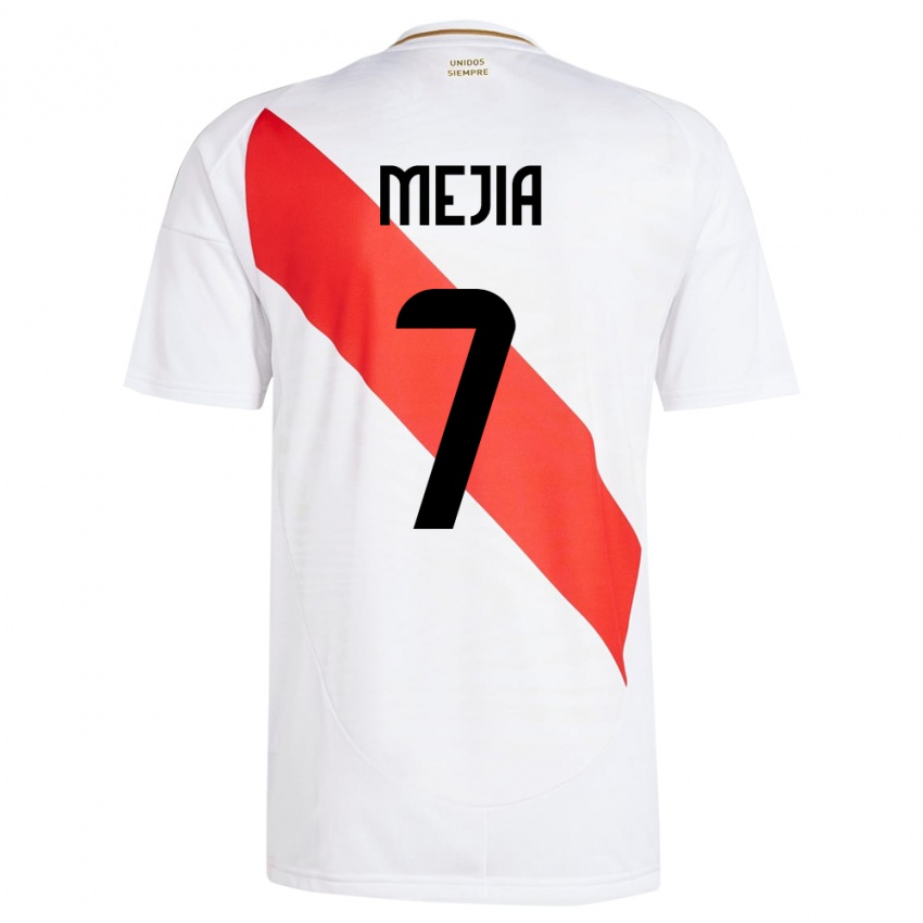 Kinder Peru Hiroshi Mejía #7 Weiß Heimtrikot Trikot 24-26 T-Shirt Schweiz