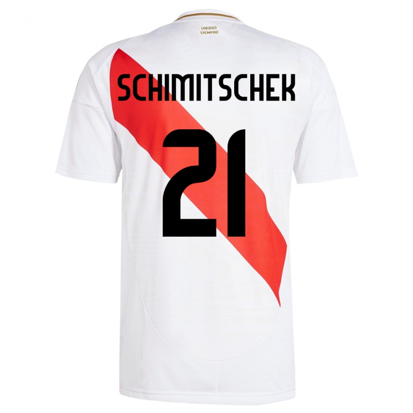 Kinder Peru Ian Schimitschek #21 Weiß Heimtrikot Trikot 24-26 T-Shirt Schweiz