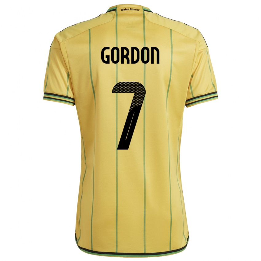 Kinder Jamaika Robino Gordon #7 Gelb Heimtrikot Trikot 24-26 T-Shirt Schweiz