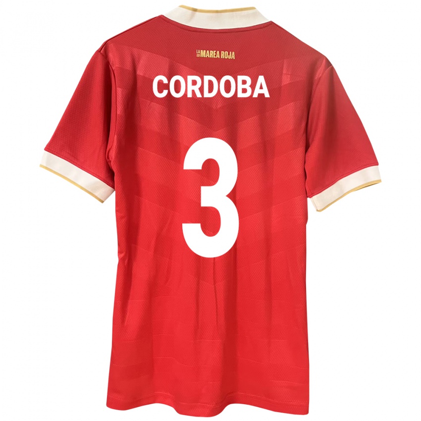 Kinder Panama José Córdoba #3 Rot Heimtrikot Trikot 24-26 T-Shirt Schweiz