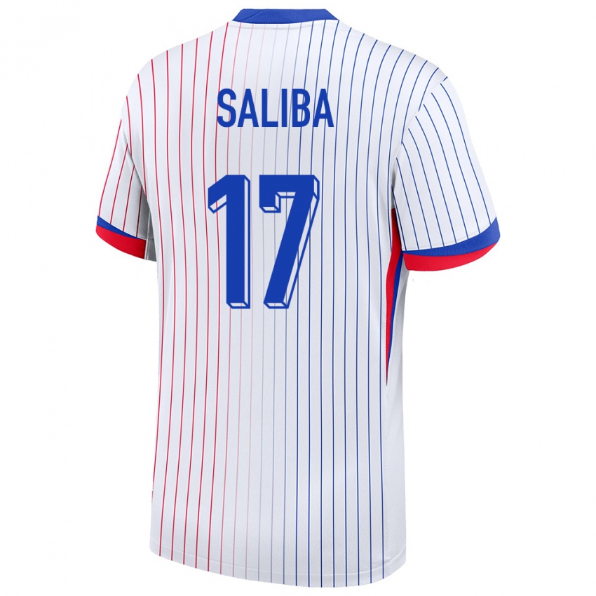 Enfant Maillot France William Saliba #17 Blanc Tenues Extérieur 24-26 T-Shirt Suisse