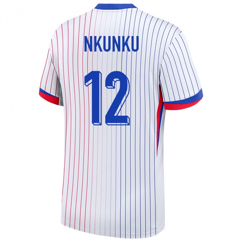 Enfant Maillot France Christopher Nkunku #12 Blanc Tenues Extérieur 24-26 T-Shirt Suisse