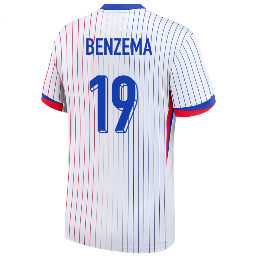 Kinder Frankreich Karim Benzema #19 Weiß Auswärtstrikot Trikot 24-26 T-Shirt Schweiz