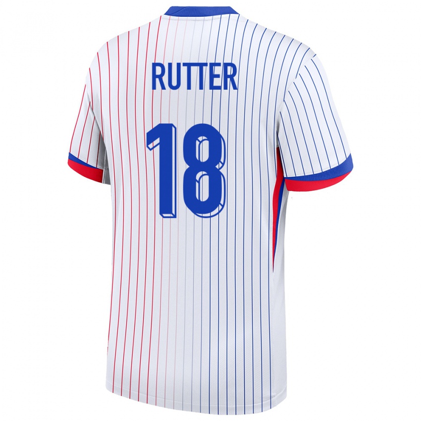 Enfant Maillot France Georginio Rutter #18 Blanc Tenues Extérieur 24-26 T-Shirt Suisse