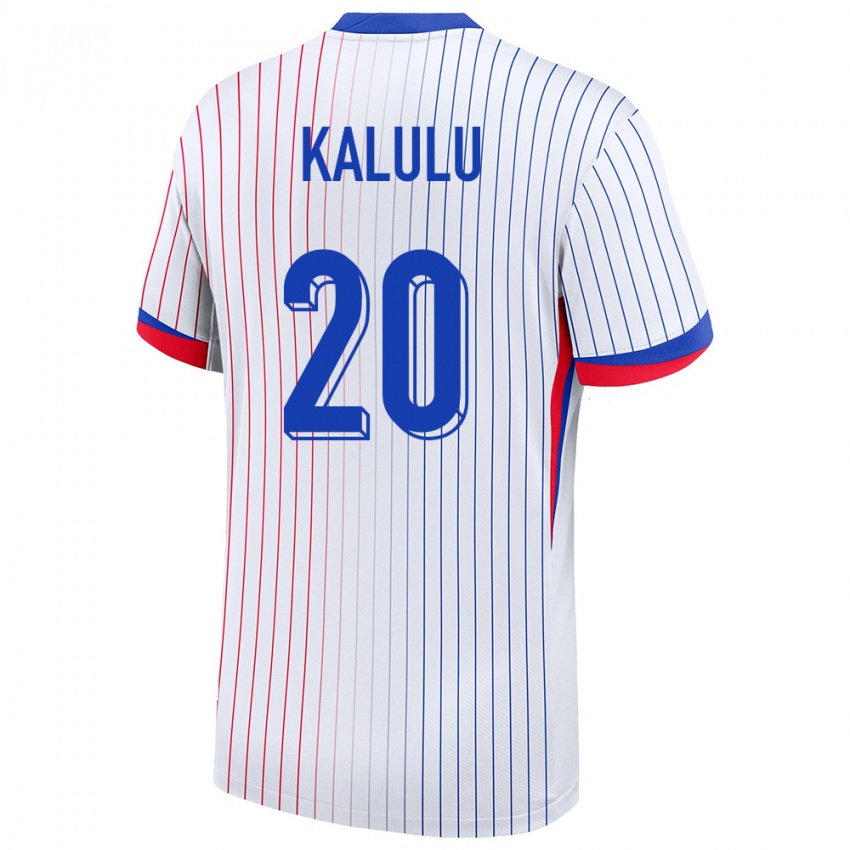 Enfant Maillot France Pierre Kalulu #20 Blanc Tenues Extérieur 24-26 T-Shirt Suisse